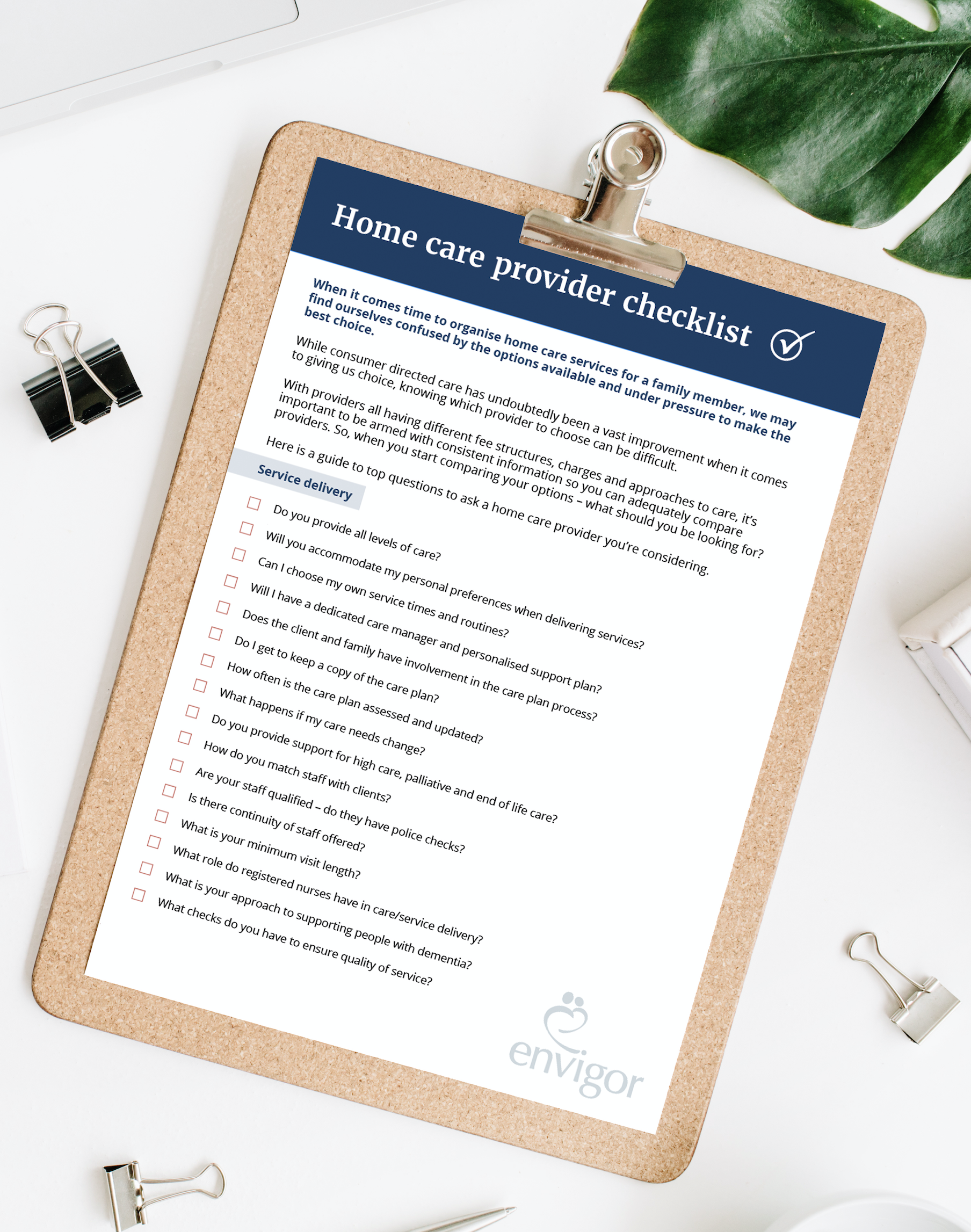 home care provider checklist